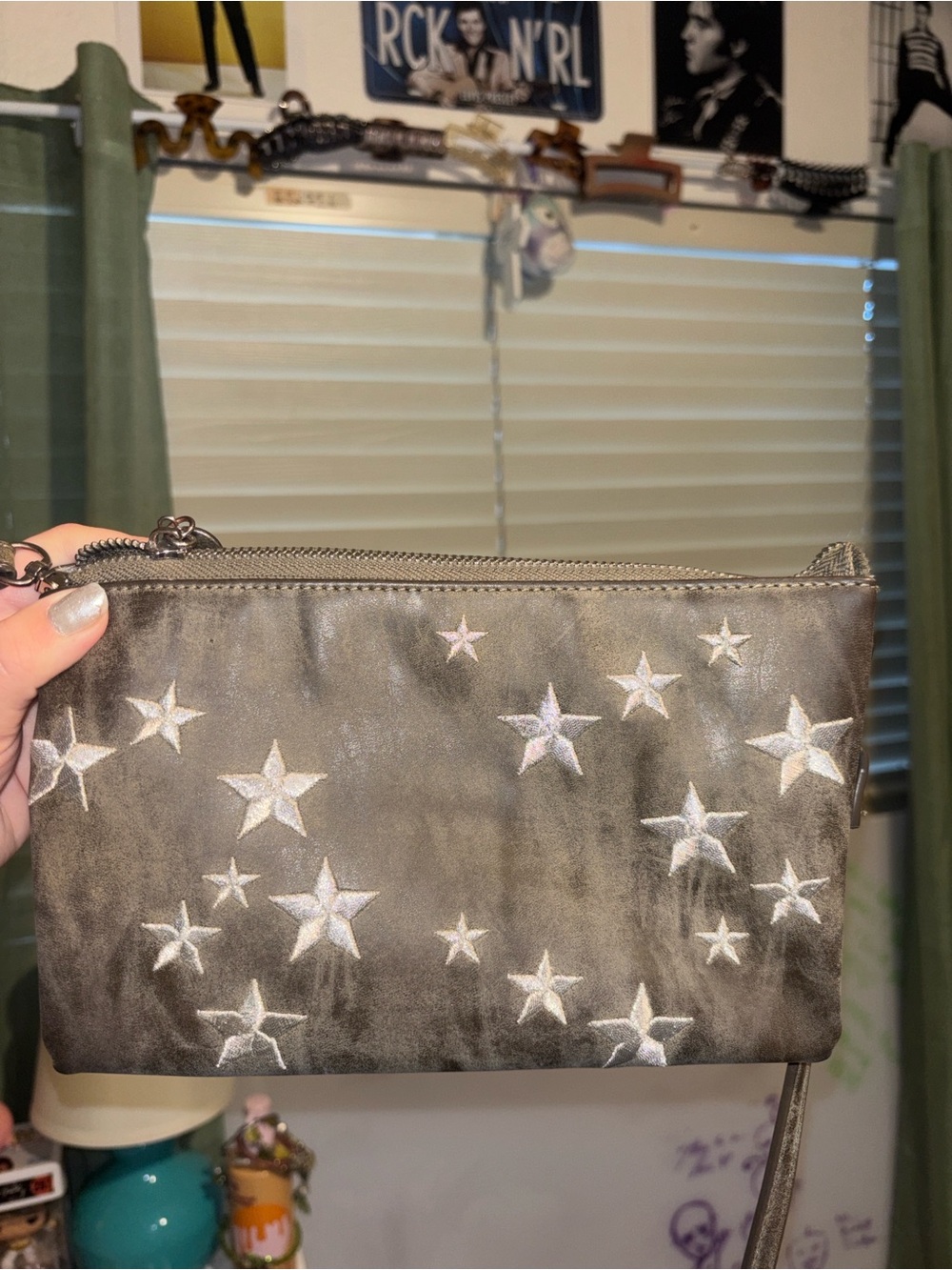 Crossbody purse with Silver Star Accents